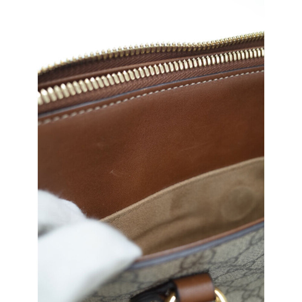 Gucci GG Supreme Monogram Moon Calfskin Zip Top 2way Tote Brown - Picture 6 of 9